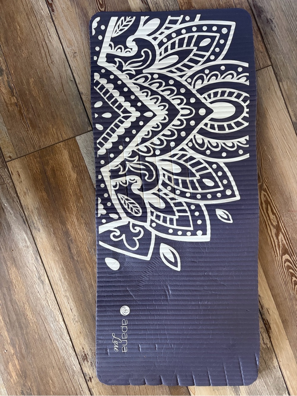 Apana Purple Yoga Mat with White Mandala Design